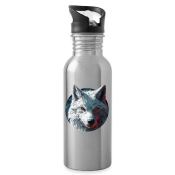 Wolf-Design - Trinkflasche mit integriertem Trinkhalm - Lightsilver - Rechts