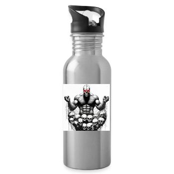 Muscular Net Schädel - Trinkflasche mit integriertem Trinkhalm - Lightsilver - Rechts
