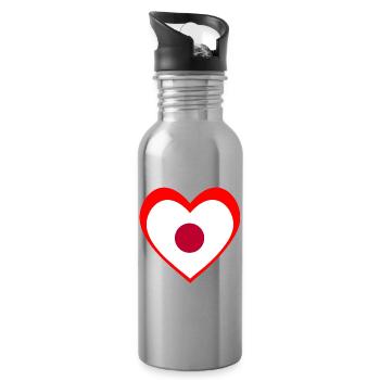 日本 ハート – 日本への愛 - Trinkflasche mit integriertem Trinkhalm - Lightsilver - Rechts