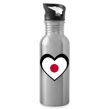 日本 ブラックハート – 日本への愛 - Water bottle with straw - silver - Right