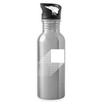Style audacieux de bauhaus carré - Gourde avec paille intégrée - argent clair - Droite