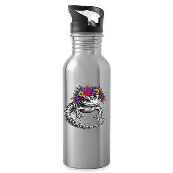 Flora Salamander Wreath - Water bottle with straw - silver - Right