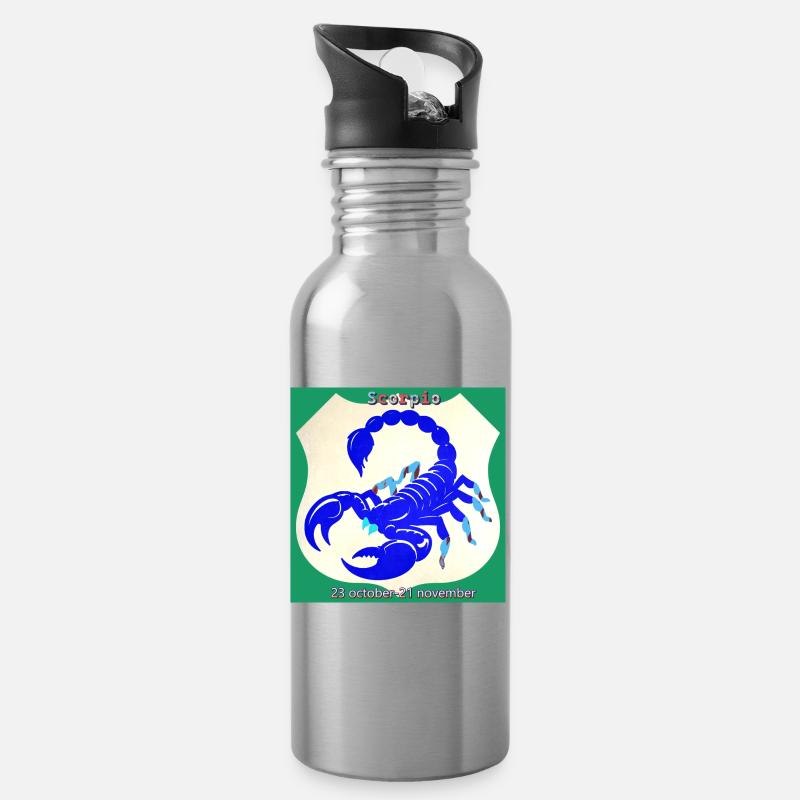 Skorpion - Trinkflasche mit integriertem Trinkhalm - Lightsilver