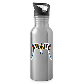 Manta Neon Schwarz Gelb - Trinkflasche mit integriertem Trinkhalm - Lightsilver - Rechts