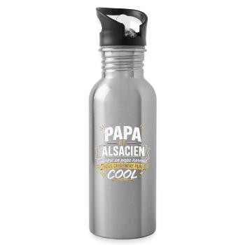 Papa et Alsacien comme papa normal mais plus cool - Gourde avec paille intégrée - argent clair - Droite