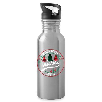 Tischler Weihnachten Kollege Tischlerei Schreiner - Trinkflasche mit integriertem Trinkhalm - Lightsilver - Rechts