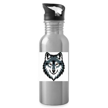 Wolf Graphic Emblem - Trinkflasche mit integriertem Trinkhalm - Lightsilver - Rechts