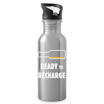 Ready To Recharge (Beer / Beer / NEG 2C) - Water bottle with straw - silver - Right