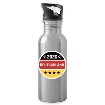 T-Shirt für einen Deutschen Fan - Trinkflasche mit integriertem Trinkhalm - Lightsilver - Rechts