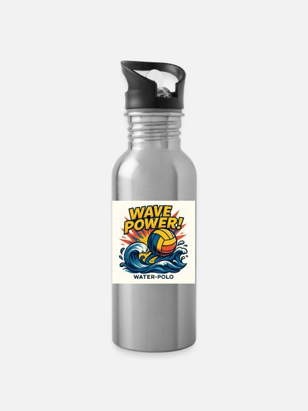 Power Water Polo Wave - Trinkflasche mit integriertem Trinkhalm - Lightsilver