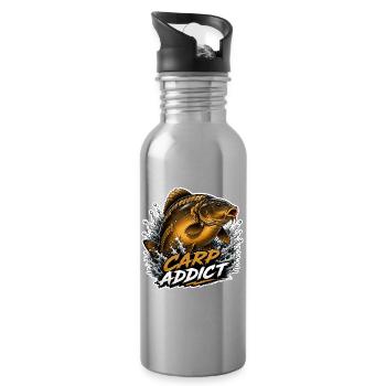 Carp Addict Mirror Carp Fishing Design - Water bottle with straw - silver - Right