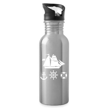 Voile - Gourde avec paille intégrée - argent clair - Droite