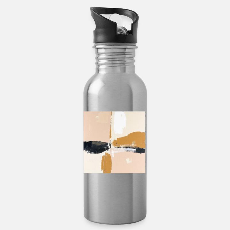 Golden Earth Tones Abstract - Trinkflasche mit integriertem Trinkhalm - Lightsilver