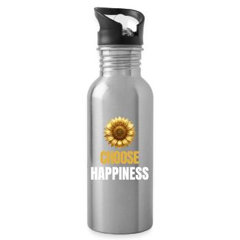 Choose Happiness Sunflower Motivation - Water bottle with straw - silver - Right