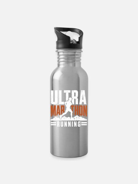 Ultra-Marathon-Lauf mit Stress - Trinkflasche mit integriertem Trinkhalm - Lightsilver