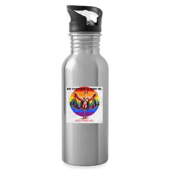 Funny Pride Flamingo LGBTQ Design - Water bottle with straw - silver - Right
