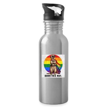 Born This Way LGBTQ Pride Meerkat Design - Trinkflasche mit integriertem Trinkhalm - Lightsilver - Rechts