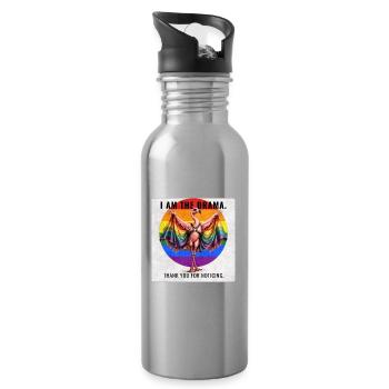 Funny Gay Pride Flamingo Design - Water bottle with straw - silver - Right