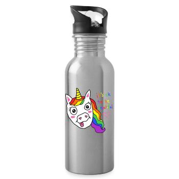 It's ok to be beautiful rainbow unicorn - Water bottle with straw - silver - Right
