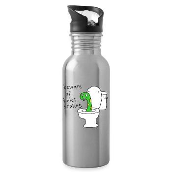 Beware Of Toilet Snakes - Water bottle with straw - silver - Right