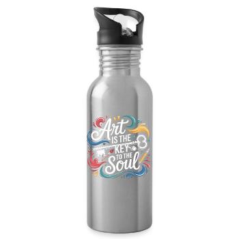 Art Is The Key To The Soul Artist Saying Painter - Water bottle with straw - silver - Right