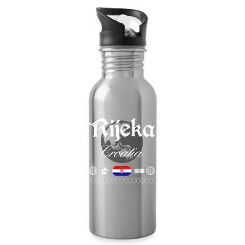 Rijeka Croatia Streetwear Travel Souvenir - Water bottle with straw - silver - Right