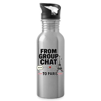 Cadeaux de voyage pour filles drôles, du groupe de discussion à Paris - Gourde avec paille intégrée - argent clair - Droite