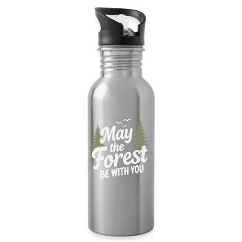 Forêt Nature Arbres en plein air Randonnée faune - Gourde avec paille intégrée - argent clair - Droite