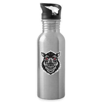Sanglier Phacochère Mascotte Logo Sport Gaming - Gourde avec paille intégrée - argent clair - Droite