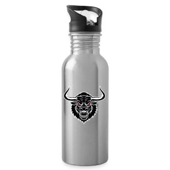 Stier-Minotaurus-Maskottchen-Logo Sportspiel - Trinkflasche mit integriertem Trinkhalm - Lightsilver - Rechts
