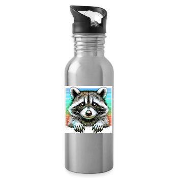 Raccoon - Water bottle with straw - silver - Right