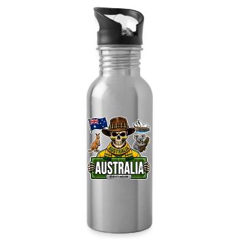 SkullCostume World Edition: Australien - Trinkflasche mit integriertem Trinkhalm - Lightsilver - Rechts