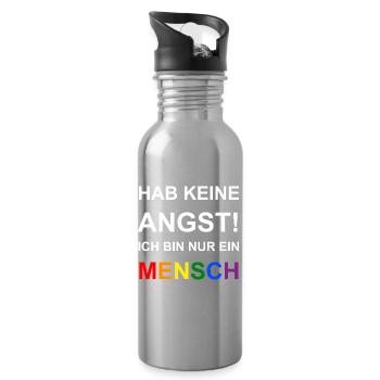 Nur ein Mensch - Trinkflasche mit integriertem Trinkhalm - Lightsilver - Rechts