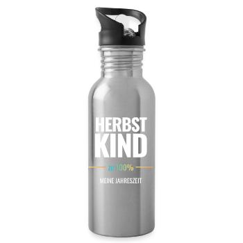 Herbstkind zu 100% Meine Jahreszeit - Trinkflasche mit integriertem Trinkhalm - Lightsilver - Rechts