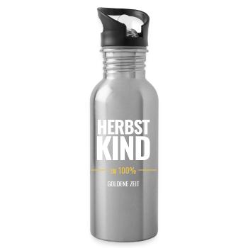 Herbstkind zu 100% Goldene Zeit - Trinkflasche mit integriertem Trinkhalm - Lightsilver - Rechts