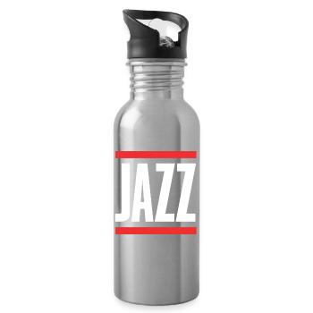 Jazz Bold Block Typography - Water bottle with straw - silver - Right