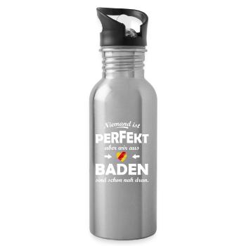 Niemand ist perfekt, aber wir aus Baden - Trinkflasche mit integriertem Trinkhalm - Lightsilver - Rechts