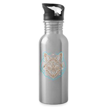 Geometrischer Fuchs Mandala Tattoo - Trinkflasche mit integriertem Trinkhalm - Lightsilver - Rechts