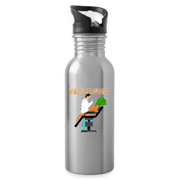 Wurzelbehandlung Garten-Witz zweideutig Karotte - Trinkflasche mit integriertem Trinkhalm - Lightsilver - Rechts