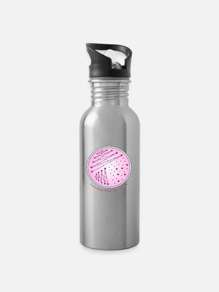 Isolé du cœur - Boîte de Petri de microbiologie - Gourde avec paille intégrée - argent clair