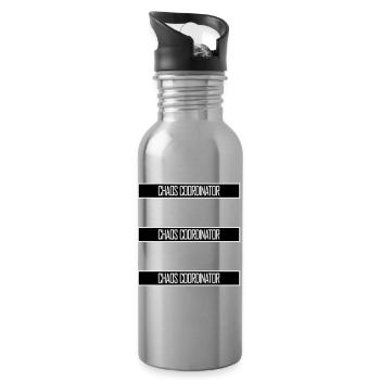 Chaos Coordinator Lustig Titel Eltern Lehrer Logo - Trinkflasche mit integriertem Trinkhalm - Lightsilver - Rechts