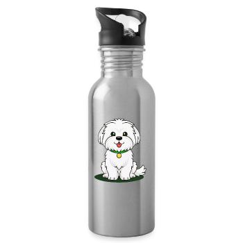 Petit Chiot Maltais (bande dessinée) - Gourde avec paille intégrée - argent clair - Droite