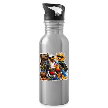 I Love Rerik Seagull Beach Bar Party Shirt - Water bottle with straw - silver - Right