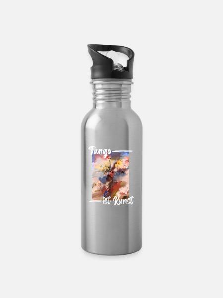 Tango ist Kunst - Trinkflasche mit integriertem Trinkhalm - Lightsilver