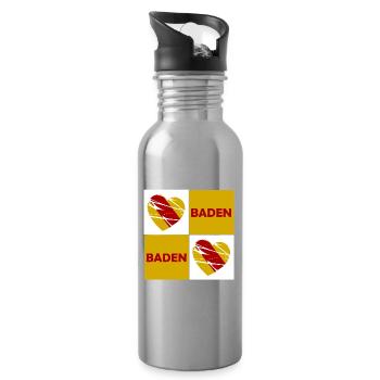 Baden Herz Quadrat - Trinkflasche mit integriertem Trinkhalm - Lightsilver - Rechts