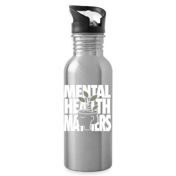 Mental Health Matters Design - Gourde avec paille intégrée - argent clair - Droite