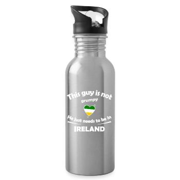Irland Herzdesign Grumpy? Nicht nötig - Trinkflasche mit integriertem Trinkhalm - Lightsilver - Rechts