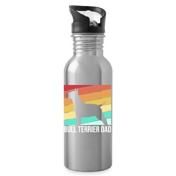 Bull terrier - Gourde avec paille intégrée - argent clair - Droite
