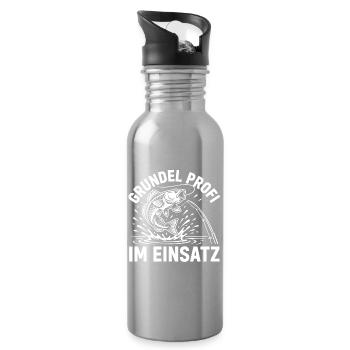 Grundel Spruch - Trinkflasche mit integriertem Trinkhalm - Lightsilver - Rechts