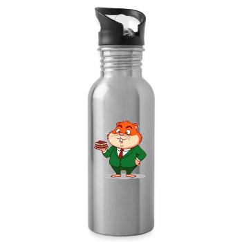 Hamster avec une portion de gâteau - Gourde avec paille intégrée - argent clair - Droite